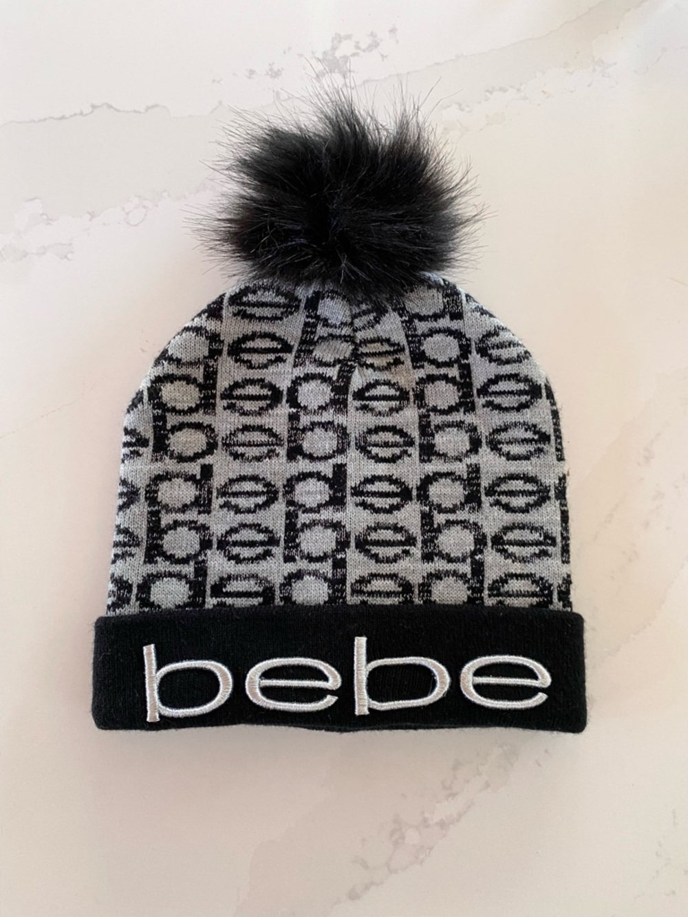 BEBE Logo Pom Pom Beanie